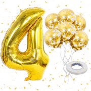 KAINSY 40inch 4 Number Balloon Giant Gold Digit Foil Balloons Confetti Birthday Anniversary